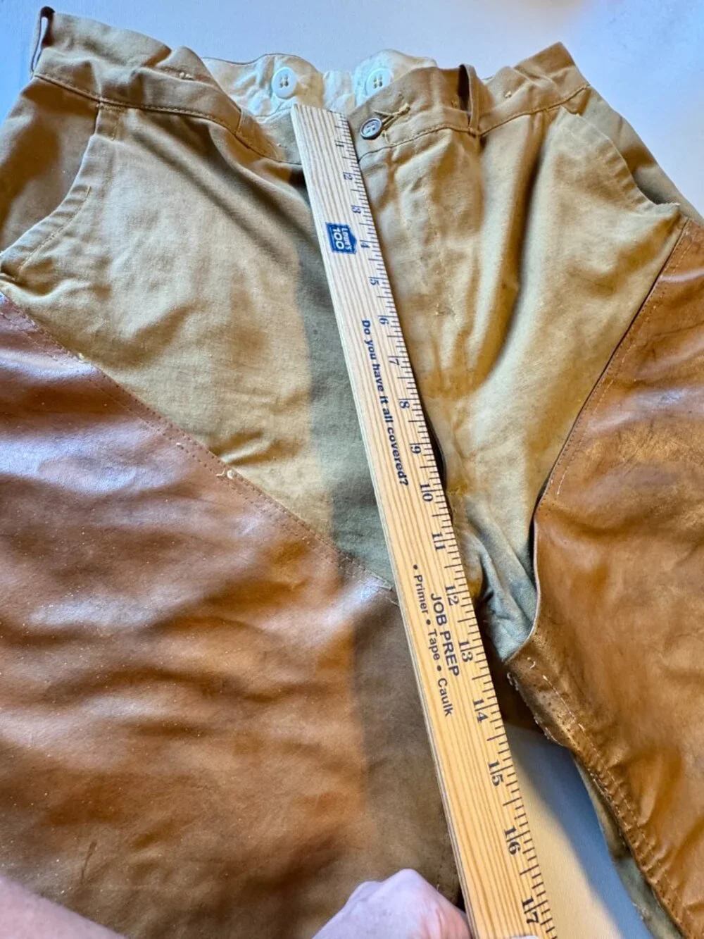 VTG 60s Drybak Hunting Pants Brown Thrashed Heavy Canvas Briar Brush Guard Sz 30